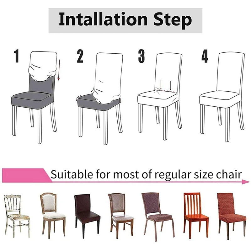 Dining Room Chair Covers Slipcovers Set Of 6, Stretch Removable Washable Dining Chair Protector Decoration Cover