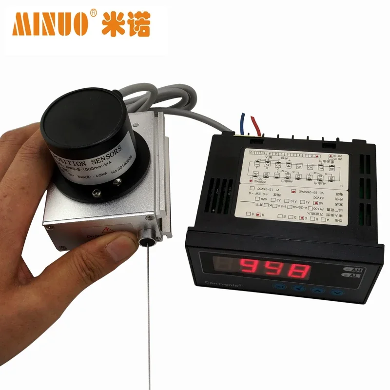 Mino MPS-S1000mm Pull Rope Displacement Sensor Signal 0-5V/0-10V/4-20mA Landslide Displacement Meter