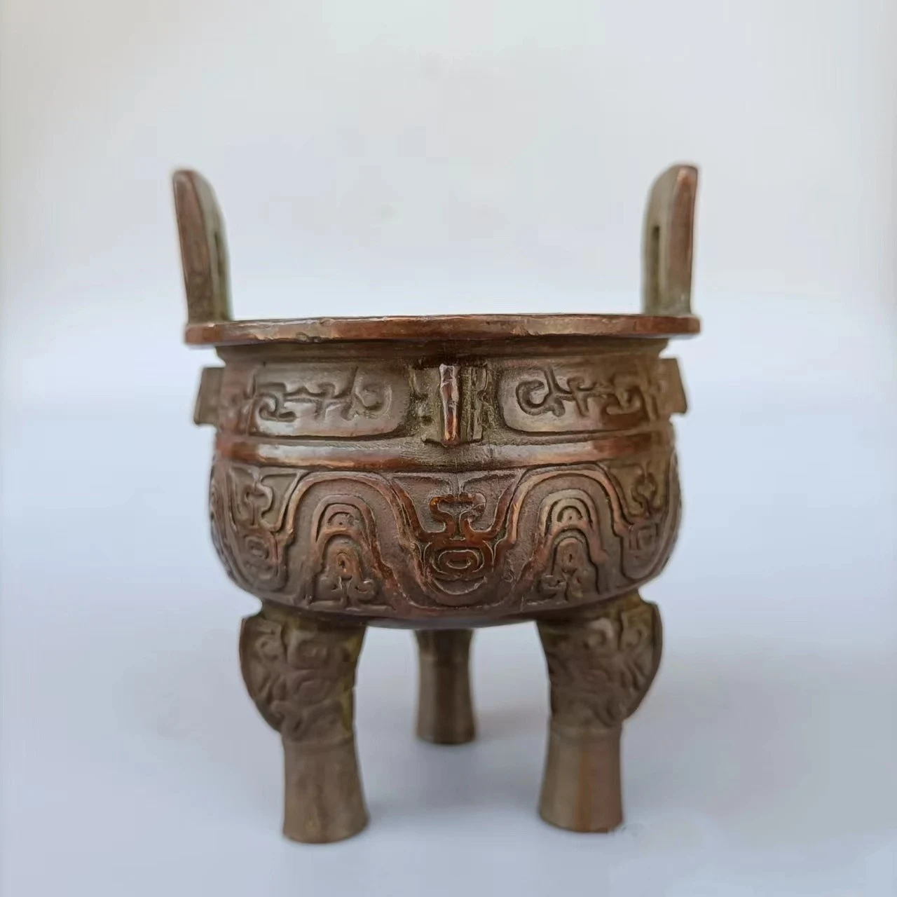 Incense Furnace Bronze Incense Stand Candlestick Chinese Antique Collection Tripod Ding Furnace Figurine Home Decoration Crafts