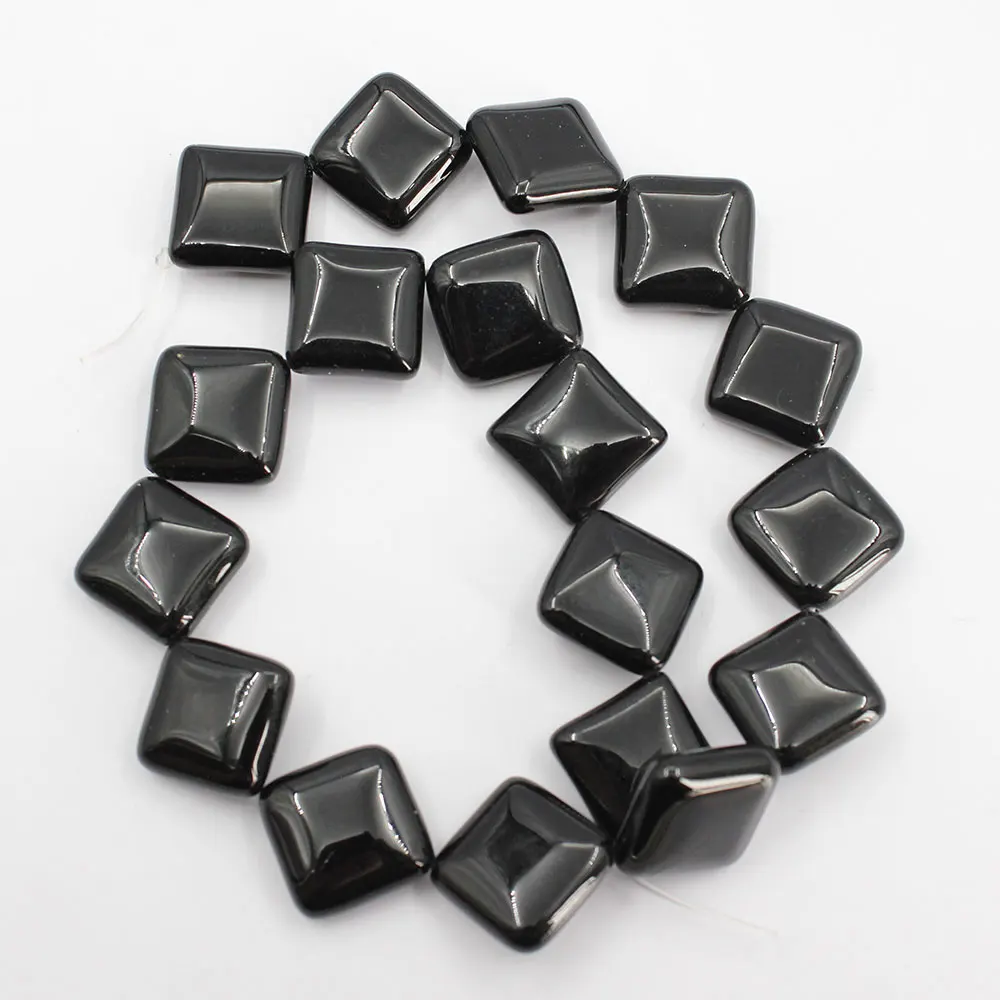 

APDGG Natural 18mm Black Onyx Square Smooth Gems Stone Beads 15.5'' Strands Jewelry Making DIY