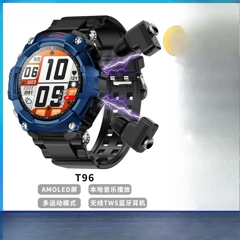 AI function translation T96 Bluetooth headset, call smartwatch, local MP3 multi-function heart rate blood oxygen