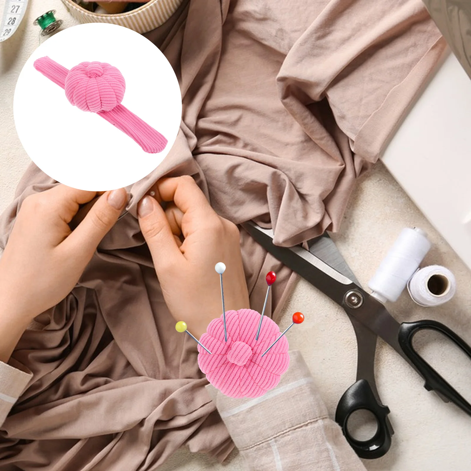 

Creative Sewing Tools Pumpkin Shape Corduroy Wrist Pin Cushion Elastic Band For Embroidery Quilting Supplies Wristband Organizer