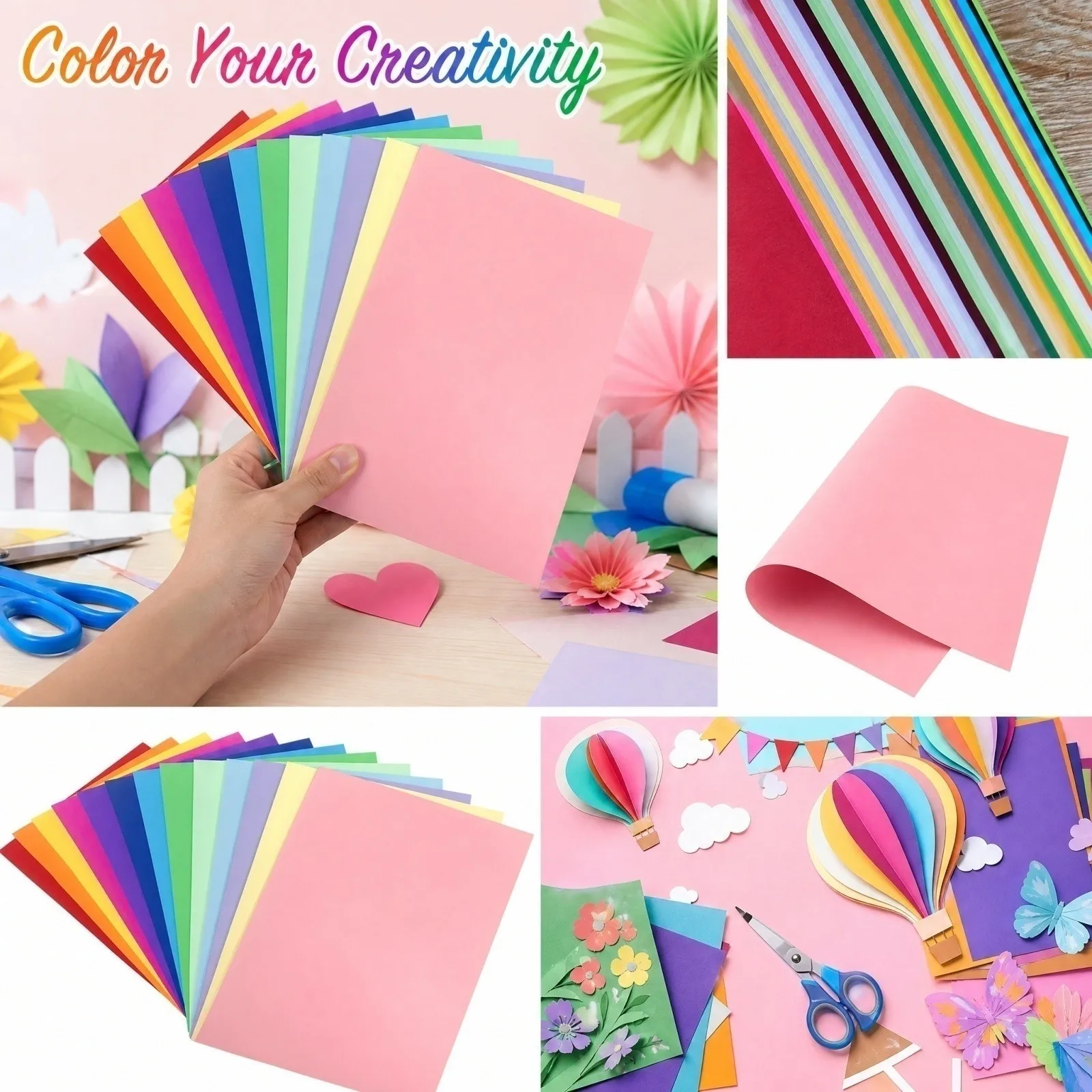 60sheets Colored Cardstock for DIY Origami Art Crafts Office Supplies Scrapbooking and Sewing Gift Package Supplies