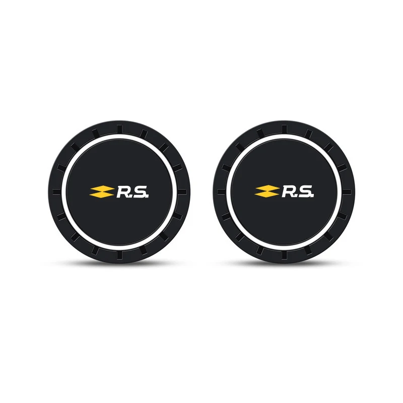 2PCS Car Coasters Water Cup Slots Non-Slip Mat Waterproof Cup Pad For Renault RS Line Fluence Megane Captur Kadjar Arkana Logan