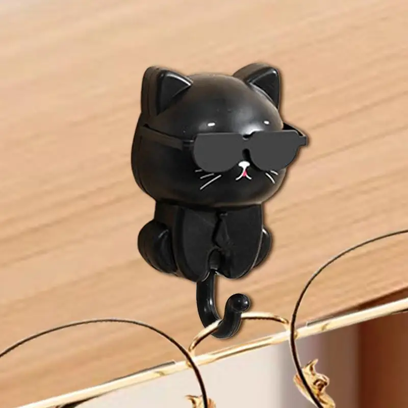 Cartoon Cat Hook Self Adhesive Dormitory Bedroom Door Hangers Hooks Key Umbrella Towel Cap Coat Rack Wall Animal Decoration Rack