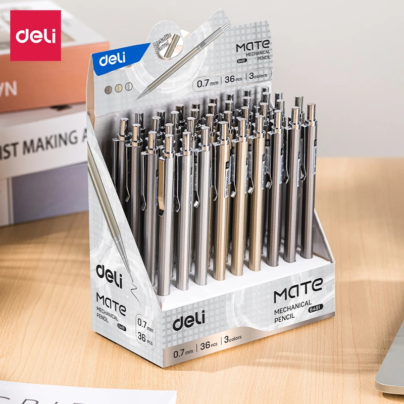 

Deli, 36 упаковок выдвижных механических карандашей толщиной 0,7 мм для письма и рисования.