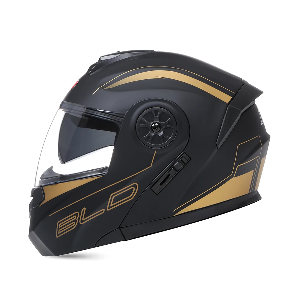 BLD-Casco de motocicleta personalizado para hombre y mujer, protector de cabeza de doble lente, Modular, abatible hacia arriba, para carreras de Motocross