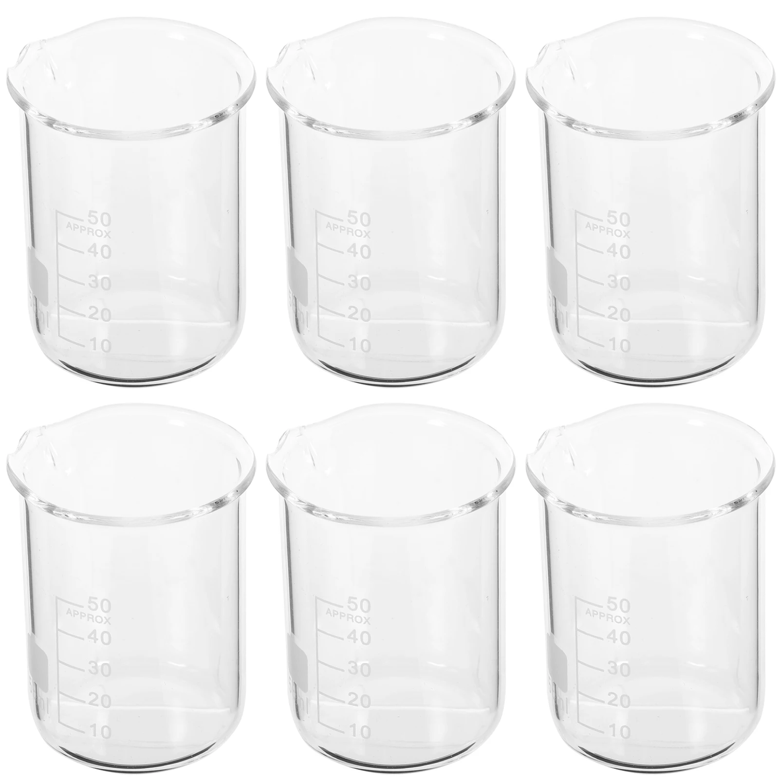 

6Pcs Measuring Beakers Set Glass Lab Beakers with Scale Chemical Resistant for Experiment Kitchen Epoxy Resin Use