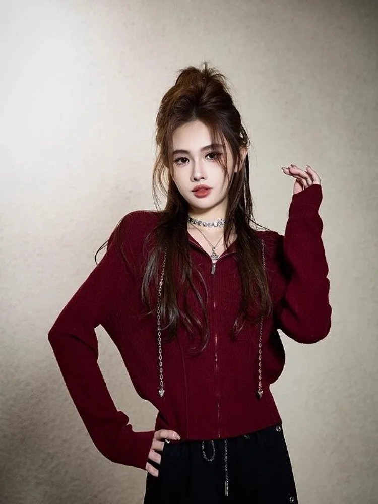 

Early Spring 2025 Pure Color Hooded Versatile Knitted Sweater High-End Trendy Cardigan Top Quali Crtsmanip Faionable