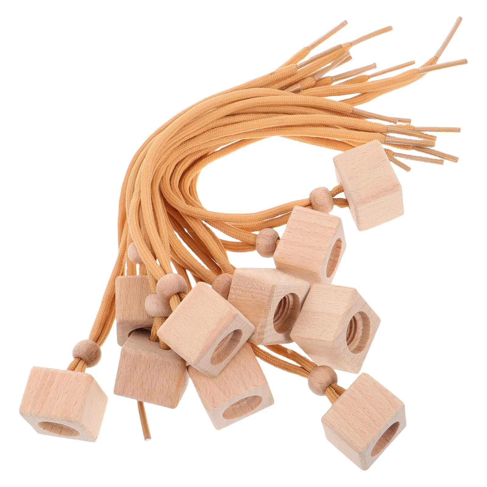 

10Pcs Beech Wood Square Perfume Bottle Caps Car Diffuser Stoppers Essential Oil Hanging Ornament Replacement Fragrance Lid Air