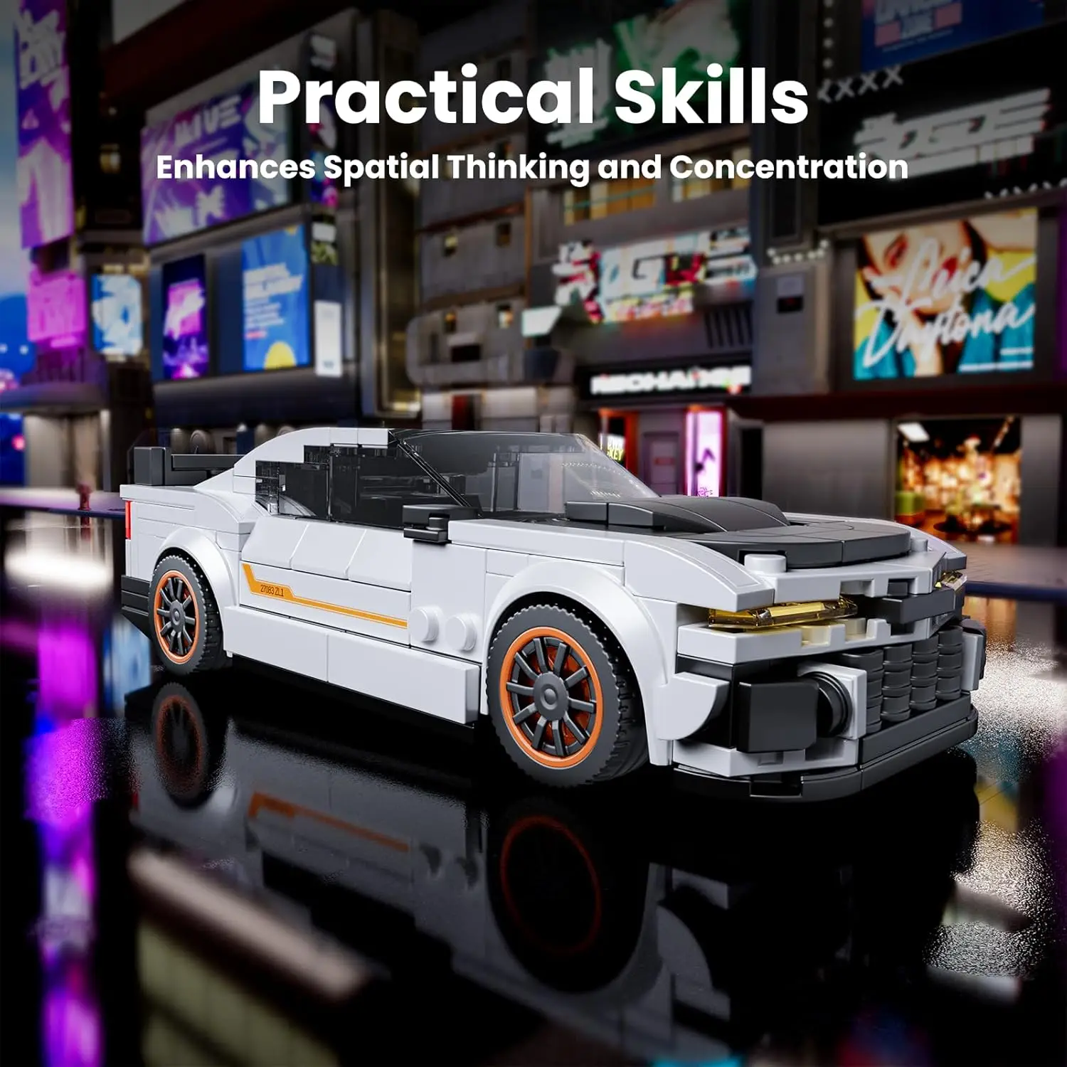 Mould King Classic Sportwagen-Bausätze, MOC-Rennwagen-Spielzeugmodell, Fahrzeugblock-Set, geeignet zum Bauen, Hausdekoration, Geschenke für Erwachsene, 27083 (421 Stück)
