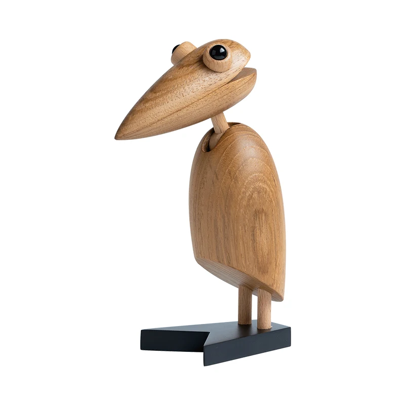 Woodpecker station ornament desk creative and practical gift, Nordic office desktop wooden soft decoration