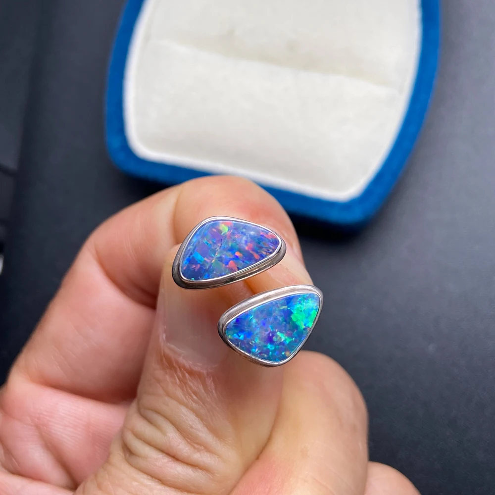 

Beautiful Natural Opal Stud Earring Sterling 925 Silver Australia Fine Jewelry Gemsone 8*12mm Women Lady Party Wedding Gift