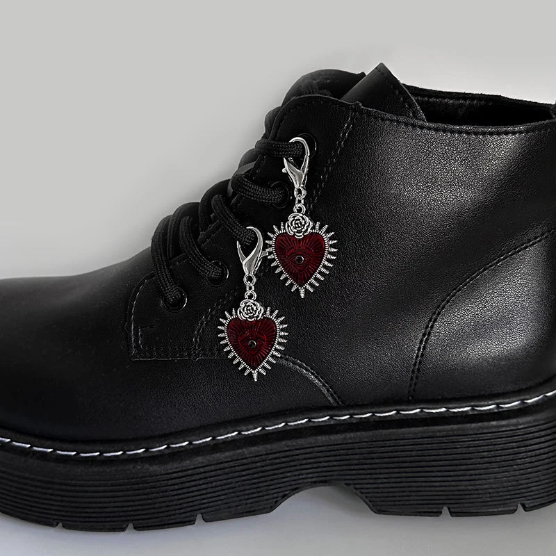 Enamel Rose Flowers Hearts Martin Boots Shoes Buckles Decoration Gothic Turkish Style Shoes Accessories Lucky Jewelry image 4