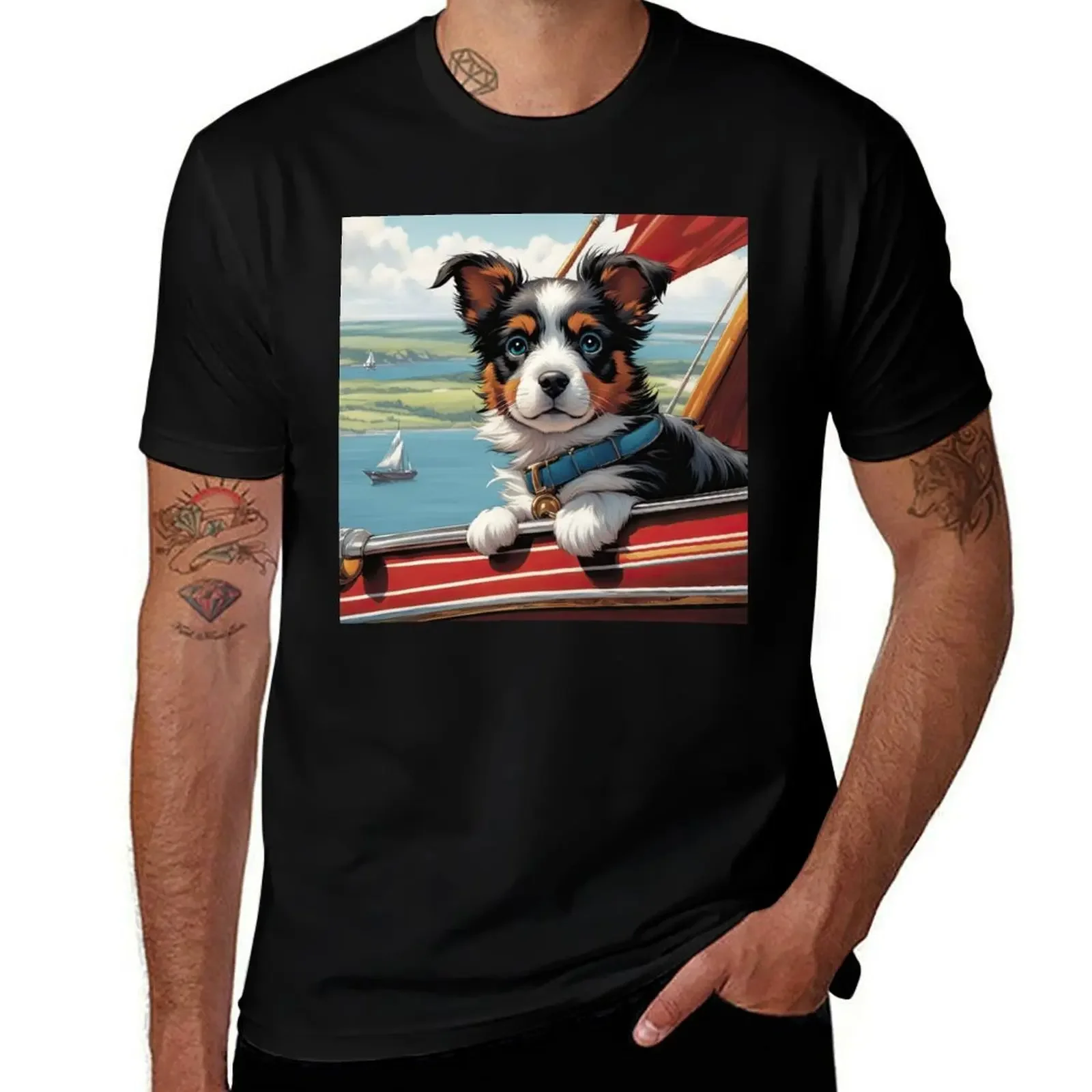 

Puppy sailing by the white cliffs of dover T-Shirt graphics aesthetic clothes plain white t shirts men