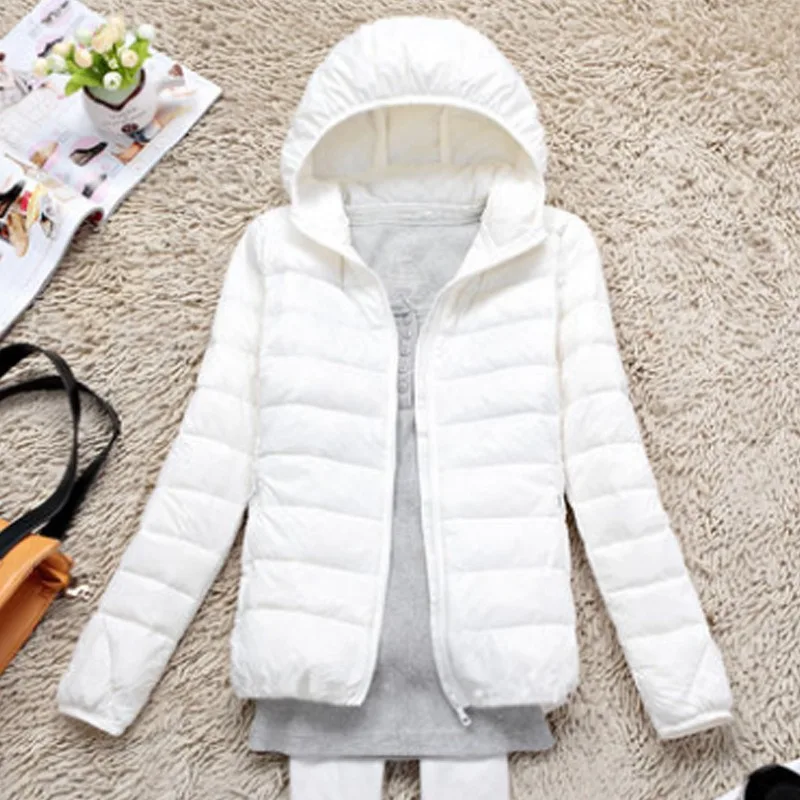 Women's Down Jacket Lightweight Korean Warm Stand-up Collar Short Extra Large Size Fashion White Duck Down Jacket Puffer Jacket