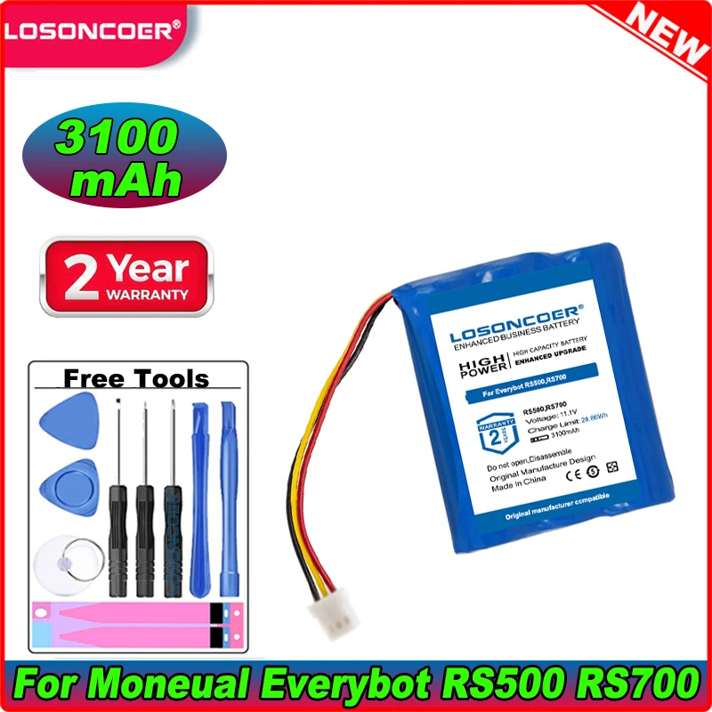 LOSONCOER 3100mAh 12J001609 Battery For Moneual Everybot RS500,Everybot RS700 Robot Vacuum