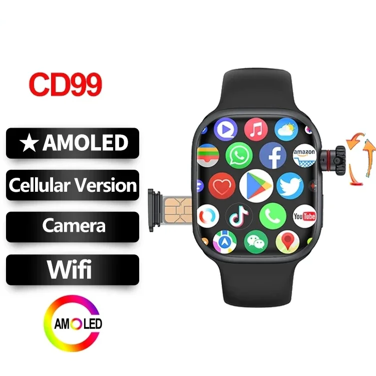 

Smart Watch Cellular Card 2GB RAM AMOLED Wifi GPS 32GB ROM 2.26" Screen Message Reminding 5G Phone Watch Free Download Apps CD99