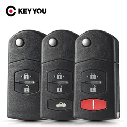 Keyyou-リモートキーケースフォブシェル、マツダ2、3、5、6、m6、mx5、cx5、cx7、cx9、rx8、2011-2015、2、3、用折りたたみ式4ボタン