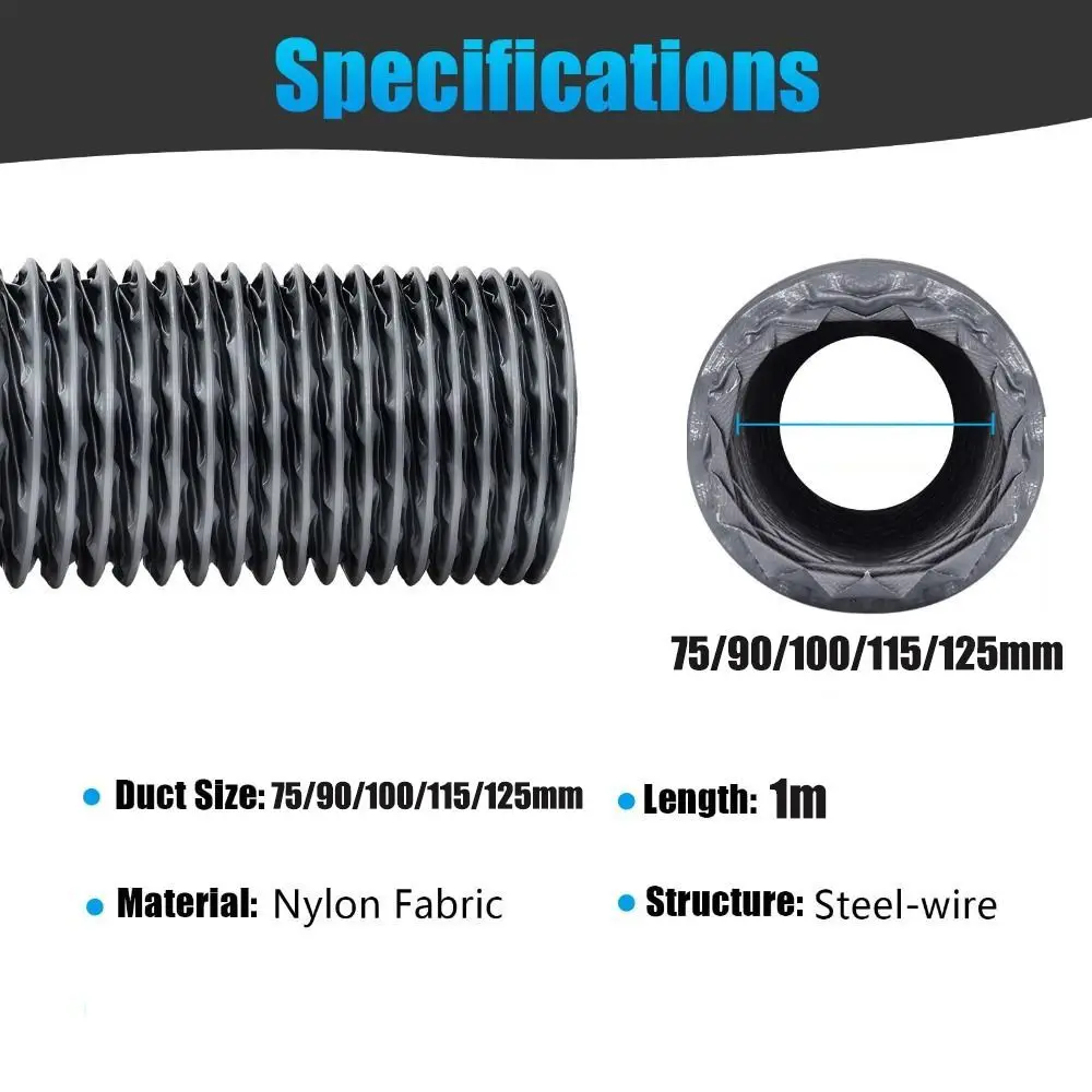 Nylon Diesel Heater Hose Insulated Wear-Resistant Venting Hose Tear-Proof Fire-Resistant Air Ducting RV Camping Truck Tent