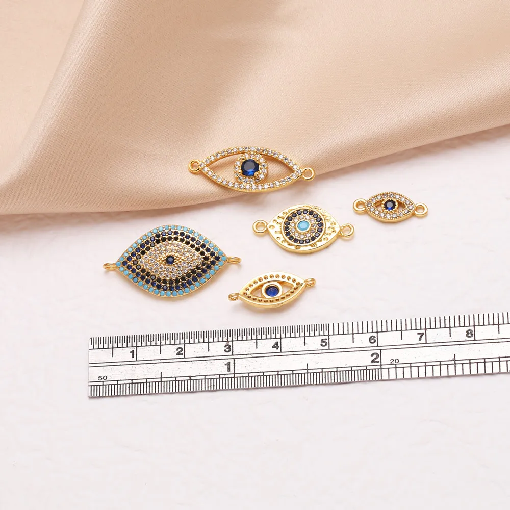 OCESRIO Retro Crystal Blue Eye Charm for Bracelet Copper Gold Plated Evil Eye Purse Charm Keychain Jewelry Making chma531