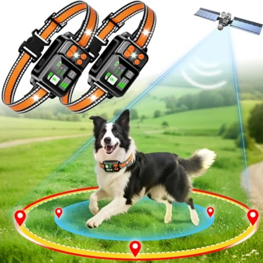 

GPS Wireless Dog Fence System, Electric Dog Fence Using GPS Electric Satellite Technology, IPX7 Waterproof Rechargeable Design,