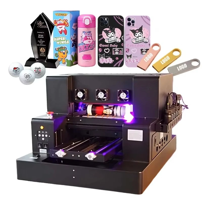

Multi Function A4 UV Inkjet Flatbed Machine Print Phone Case Glass Bottle Pen PVC Acrylic Ceramic Wood Metal UV Effect Printer