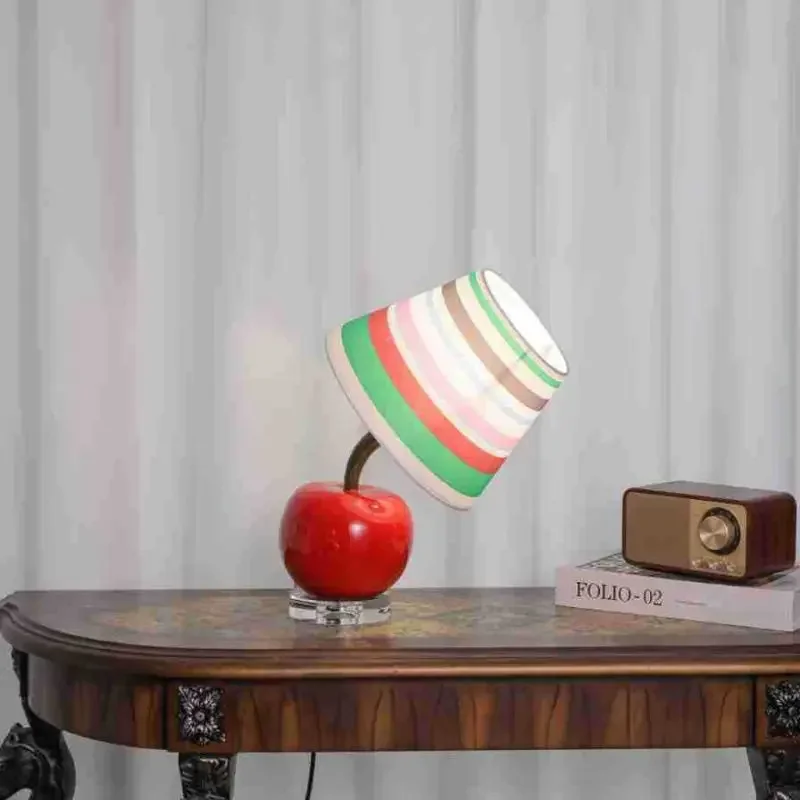 New ceramic matte children's desk lamp creative cute apple cartoon ornament bedside lamp