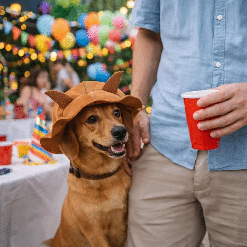 

Fashion Flower Shape Dog Sun Hat Breathable Sheep Horn Shape Pet Sunshade Hat Artificial Leather Cat Fisherman Hat Travel