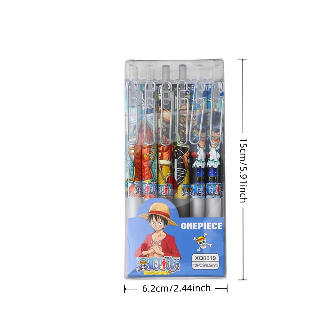 12Pcs One Piece Character Press Gel Pen, Anime One Piece Luffy Zoro Themed Stationery Supplies,Birthday Gift.