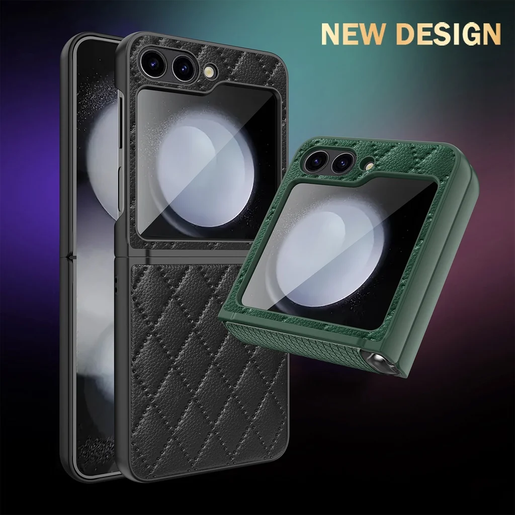 LUSHUO Phone Case for Samsung Galaxy Z Flip 5 Leather Leopard Casing with Lanyard for Z Flip5 ZFlip5 ZFlip 5