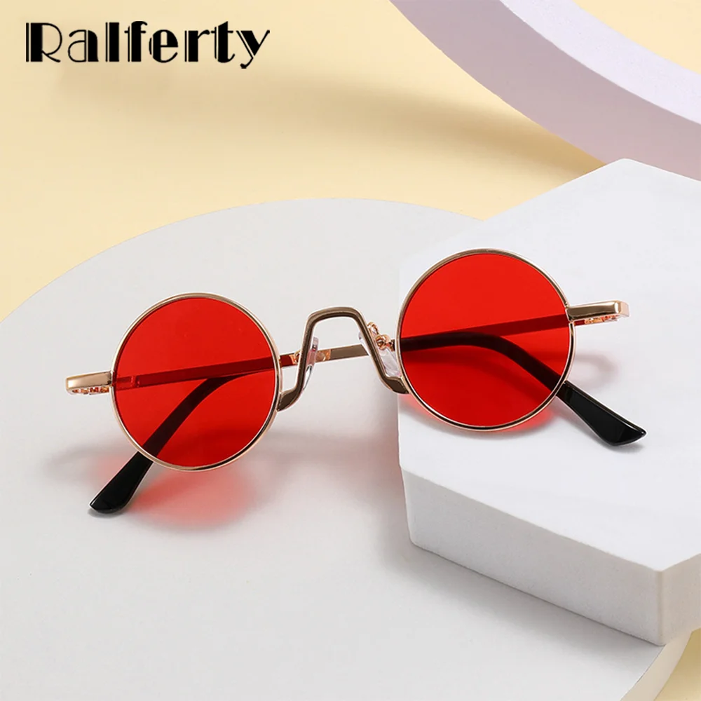 Ralferty Vintage Kids Round Sunglasses Cool Child Steampunk Catwalk Sun Glasses Retro Punk Metal Small Lens Sun Shades