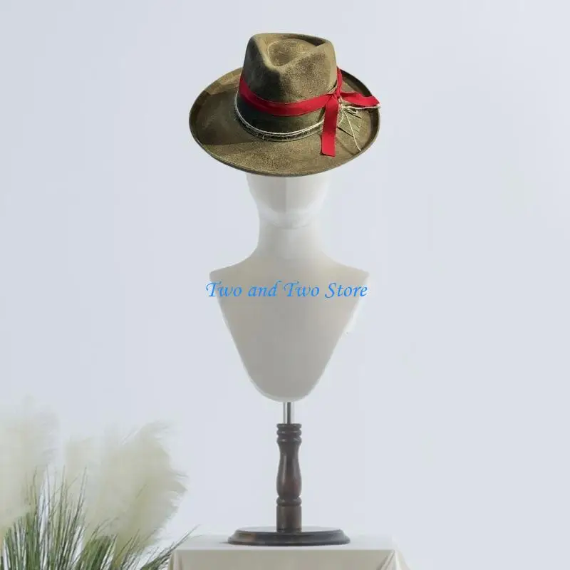

HX6F Eye Catching Western Hat Roleplay Costume Hat Theme Party Props Hat Woven Band Ethnic Wool Top Caps for Evening Party