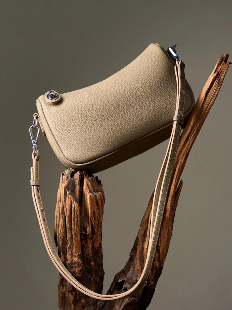 Zency Women's Soft Genuine Leather Shoulder Bag High Quality Roomy Hobo Bags Handbag Black Khaki Crossbody Simple Fashion Bags