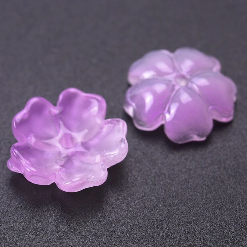 30pcs/Lot Vintage Butterfly Cherry Blossom Gradient Flower Bead Caps For Jewelry Making Supplies Glass Handmade Material Finding