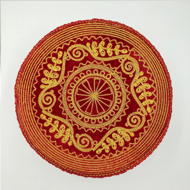 Cappelli da preghiera musulmani Ricamo in cotone rosso Berretto Kufi Turbante Stile indiano per uomo Arabia Saudita Abbigliamento islamico Islamismo ebreo Cicatrice