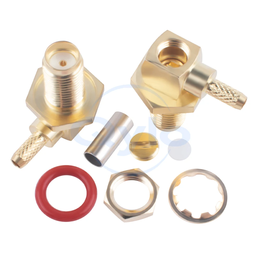 SMA Waterproof Female Connector with Bend SMA-KYW-1.5 RG316 Crimp Feedthrough Connector (1 pcs)