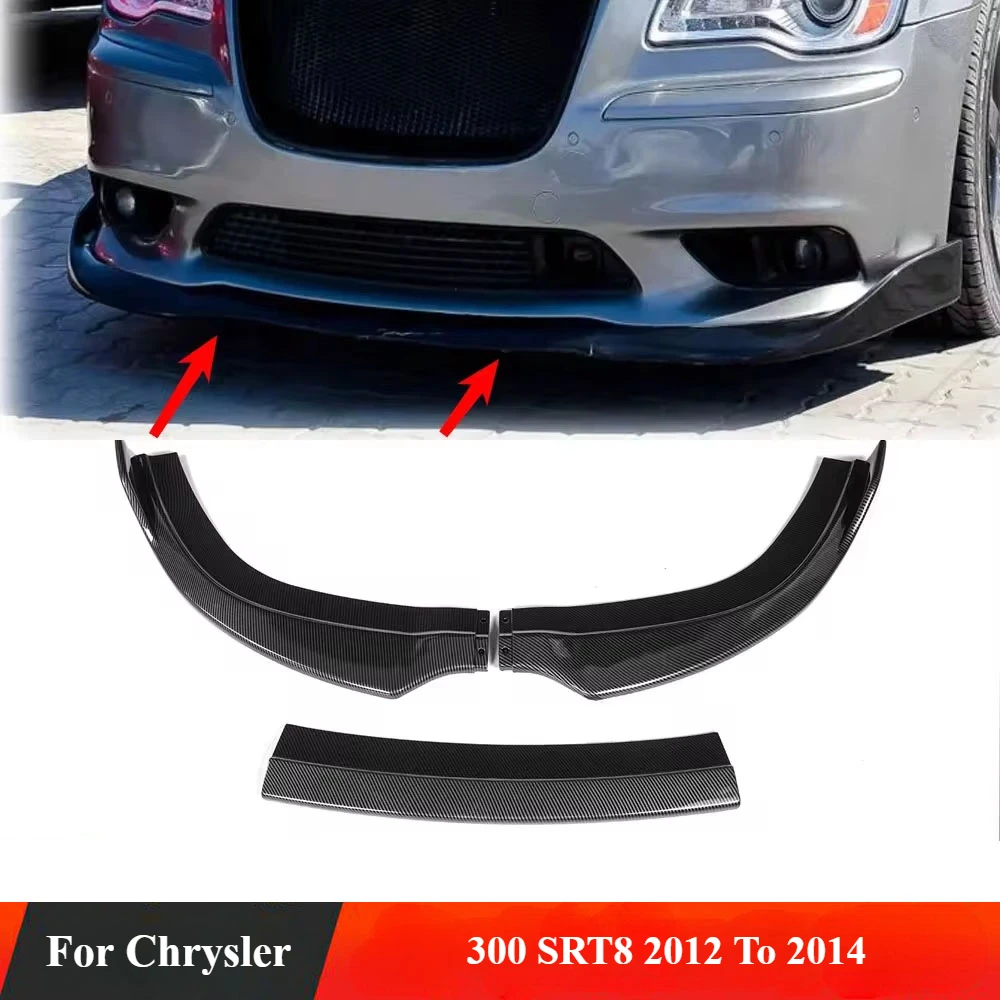 

Car Front Bumper Lip Splitter Spoiler Diffuser Guard For Chrysler 300 SRT8 2012 To 2014 Carbon Fiber Look&Black ABS Kit