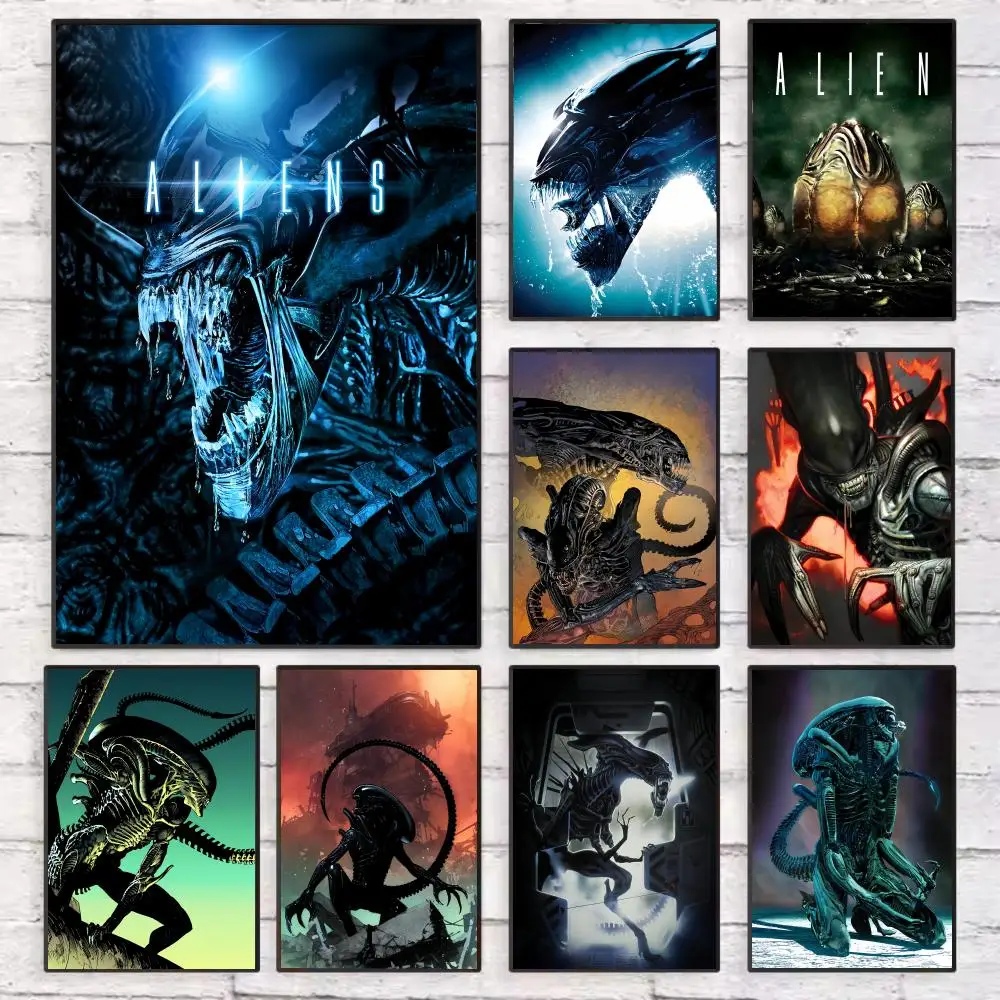 

Classic Sci-fi Movies Alien Poster Wall Art Sticky for Living Room Bedroom Office Hallway Bar Home Decor Gift Idea
