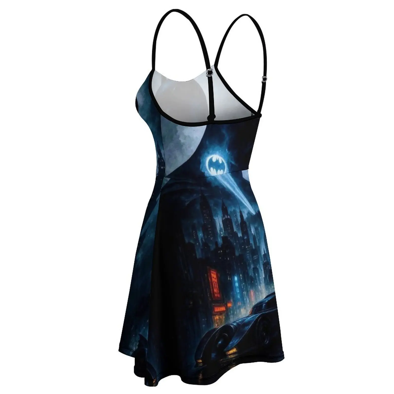 The  Bats Batty The Dark Knight Caped Gotham’s Guardian (170) Women's Sling Dress Humor Graphic Suspender Dress Novelty Sexy  Wo - view 5