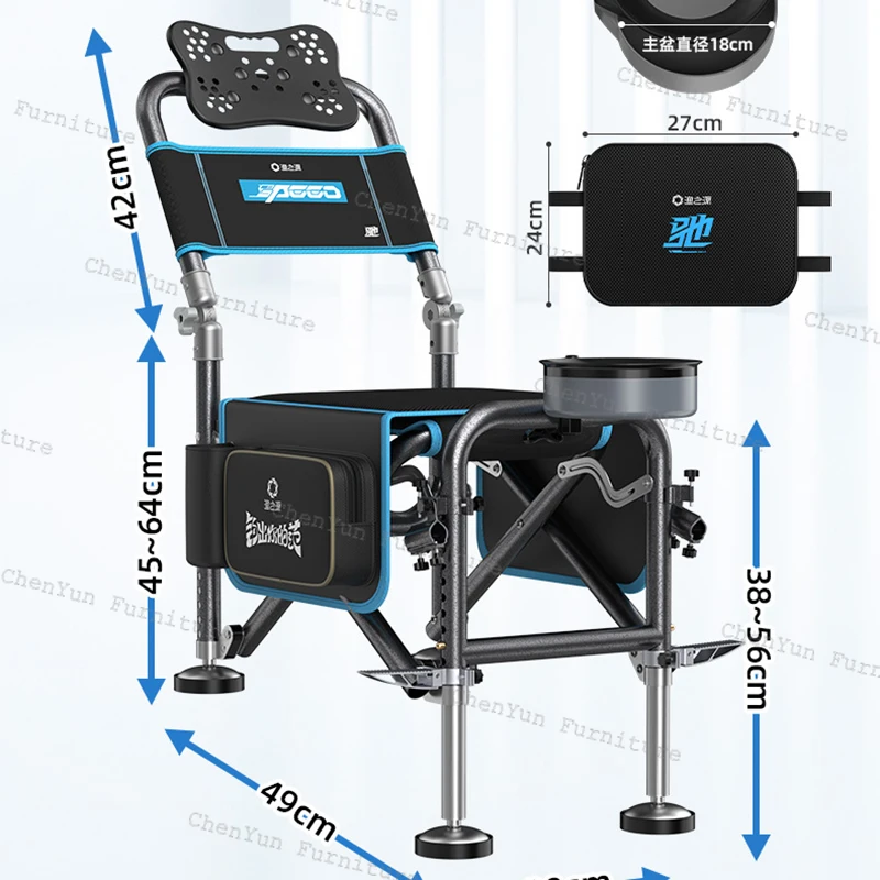 Portable All Terrain Fishing Chairs Multifunction Bracket Parachute Tow Fishing Chairs Fold Banco De Pesca Entertainment