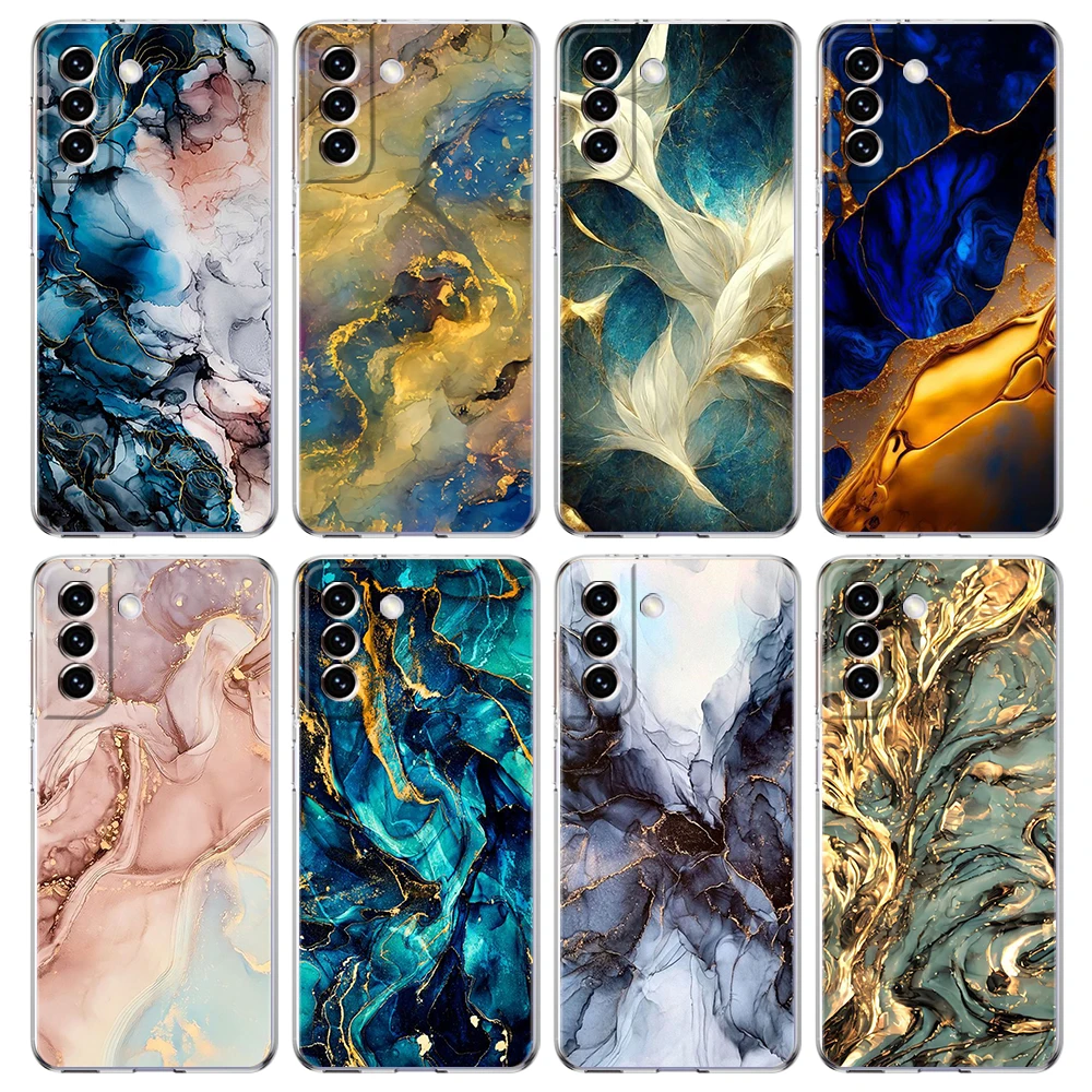 Marble Phone Case for Samsung Galaxy S24 S23 S22 S20 S21 FE Ultra S24 S23 S10 S10E S9 S8 Plus 5G Transparent Shell Capas Bag TPU