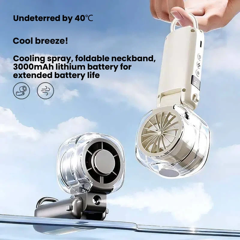 Portable Handheld Mist Fan Powerful Turbo Fan With Ice Cooling USB Rechargeable Personal Mini Fans for Outdoor Men Women Kids