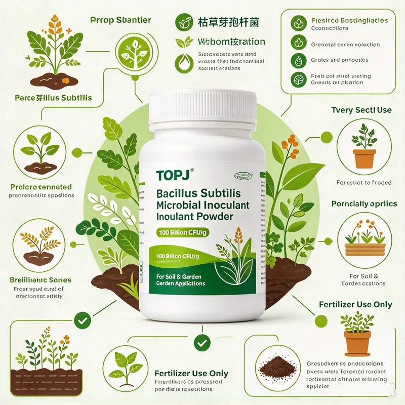 TOPJ Bacillus Subtilis Microbial Inoculant Powder 100 Billion CFU/g For Soil Garden Plant Fertilizer