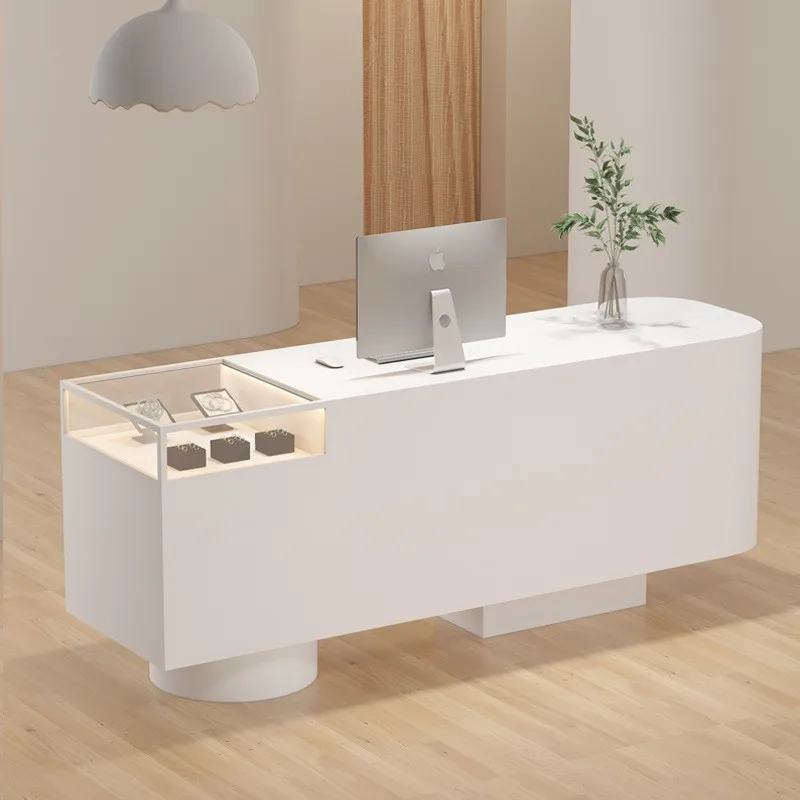 Clothing store checkout page Front desk beauty salon with glass jewelry checkout page