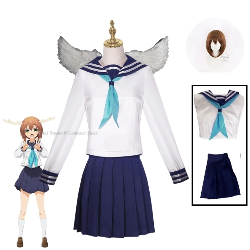 Anime My Deer Friend Nokotan Noko Shikanoko Cosplay Costume Wig Dress JK Sailor Skirt School Uniform Headwear Torako Koshi Women