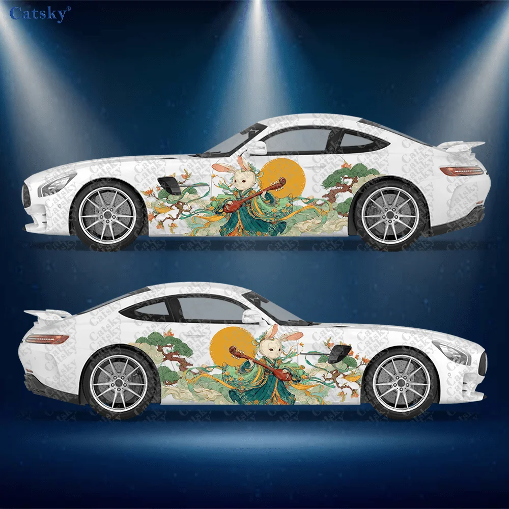 

Japanese-Style Rabbit Warrior Car Side Sticker Decor,PVC Waterproof Scratch Resistant Decal,Car Protect,Auto Accessories Gift