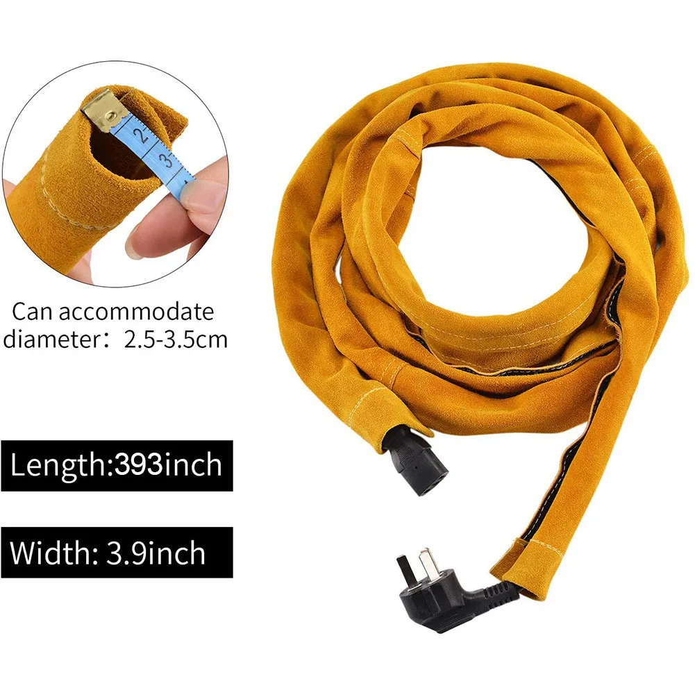 Stitched Leather Cable Cover for TIG Welding Protective Sleeves for MIG/Plasma Equipment Designed for Long Lasting Use