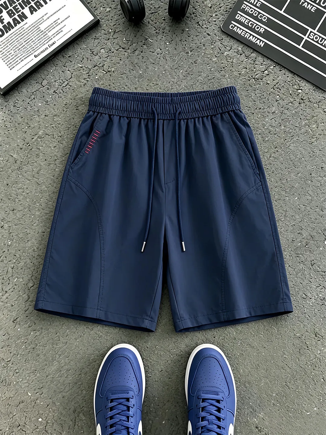 Quick Dry Short Pants Men's Style Summer Thin Fitness Basketball Sports Loose Four-Piece Shorts Polyester Fiber Straight Leg