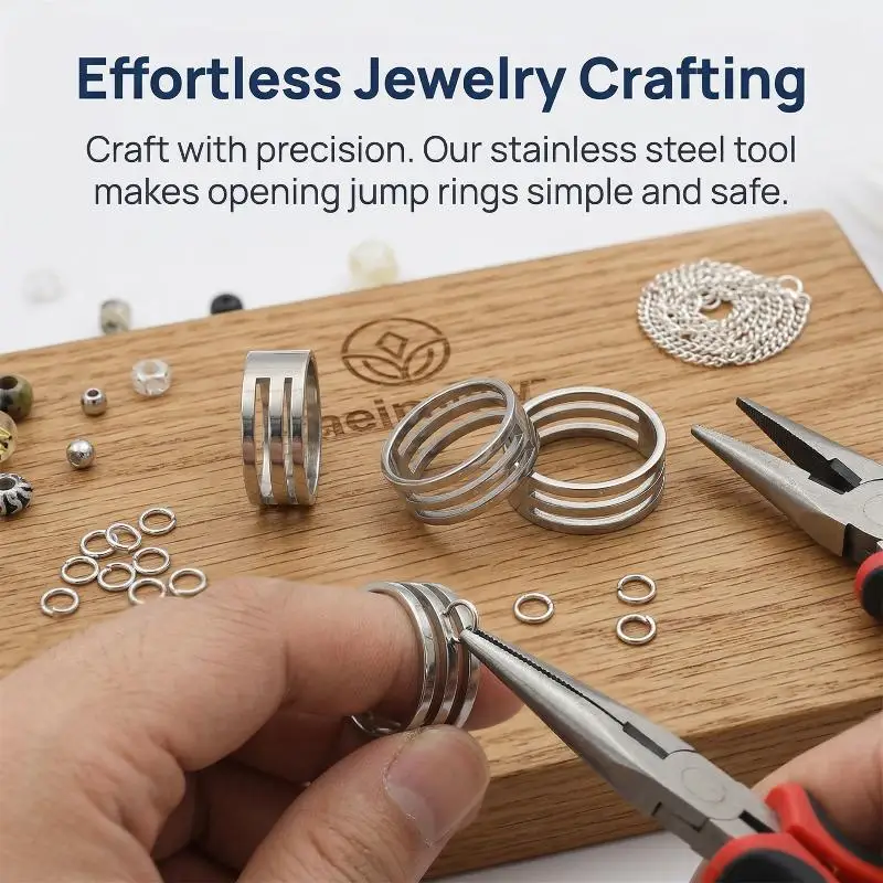 Stainless Steel Jump Ring Opener Ring for DIY Jewelry Making Tool Easy Opening and Closing for Crafters Jewelry Repair Accessory
